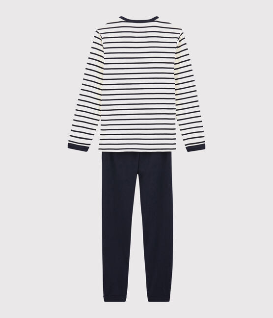 UNISEX RIB KNIT PYJAMAS WITH SAILOR STRIPES