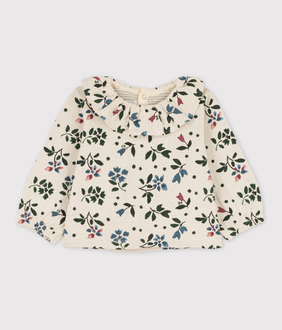 BABIES' LONG-SLEEVED PATTERNED COTTON GAUZE BLOUSE